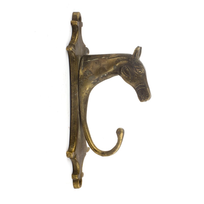 Brass horse head hook - Rickshaw
